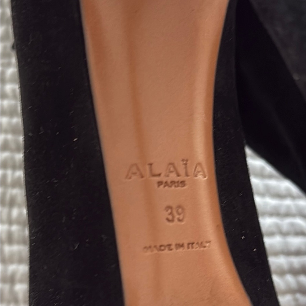 Alaia Black Suede Laser-Cut Embellished Stiletto Ankle Boots - Picture 5 of 5